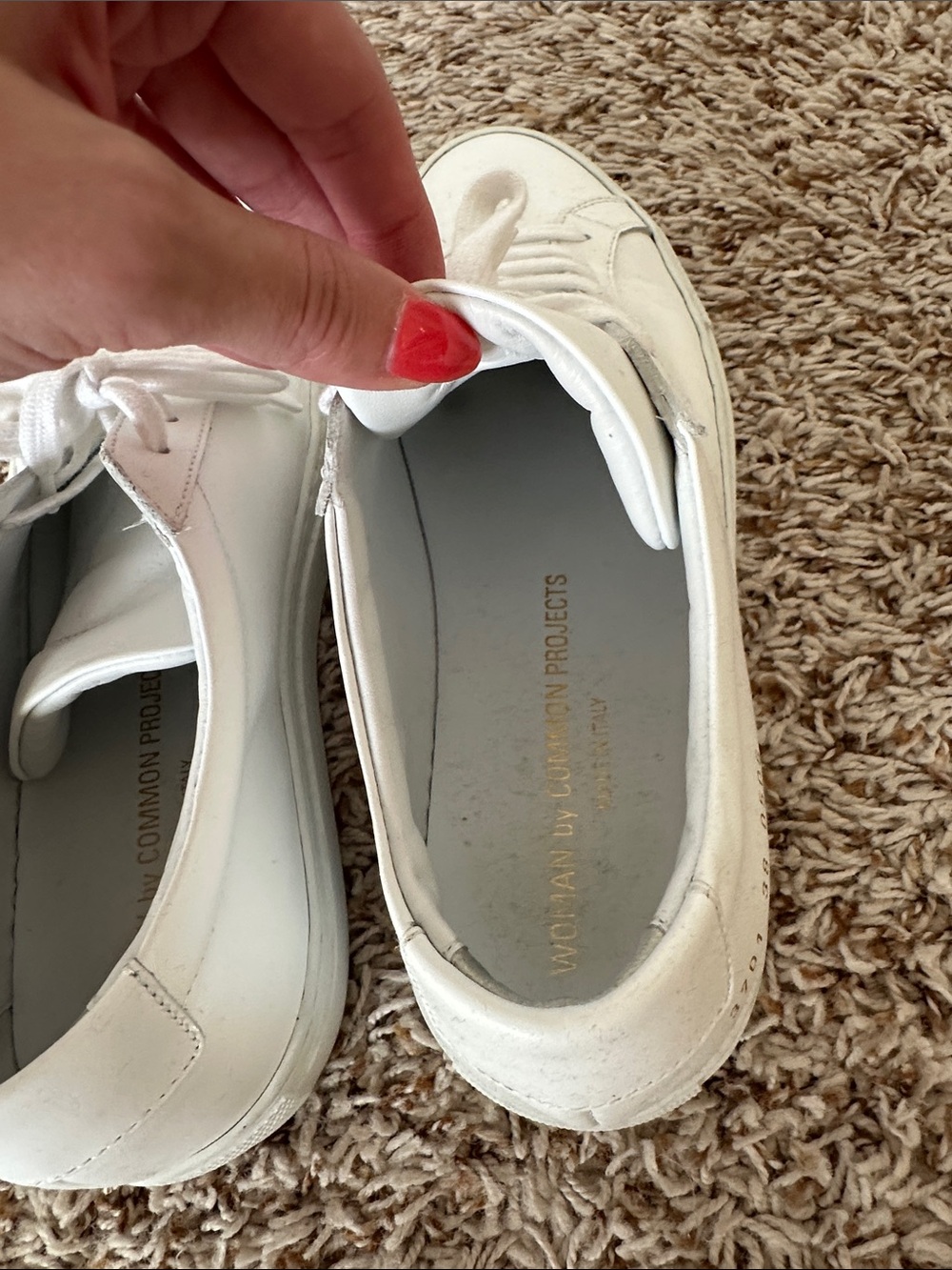 Common Projects White Leather Low-Top Sneakers Size 38 - Picture 5 of 8